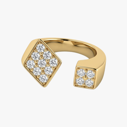 14590GM - Anillo rombo y cuadrado oro amarillo 18kt y diamantes