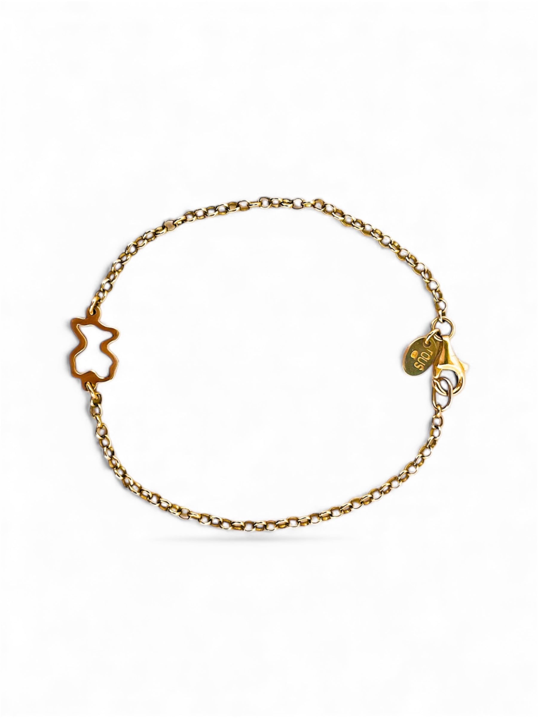 Comprar pulsera original bebe de TOUS realizado en oro amarillo de 18kt y oso icónico de la marca. Joyas de TOUS originales de oro al mejor precio.