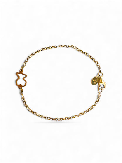 Comprar pulsera original bebe de TOUS realizado en oro amarillo de 18kt y oso icónico de la marca. Joyas de TOUS originales de oro al mejor precio.
