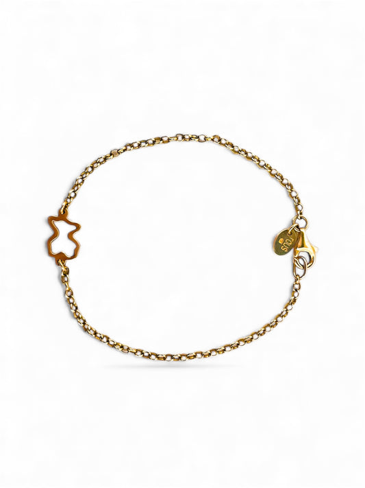 Comprar pulsera original bebe de TOUS realizado en oro amarillo de 18kt y oso icónico de la marca. Joyas de TOUS originales de oro al mejor precio.