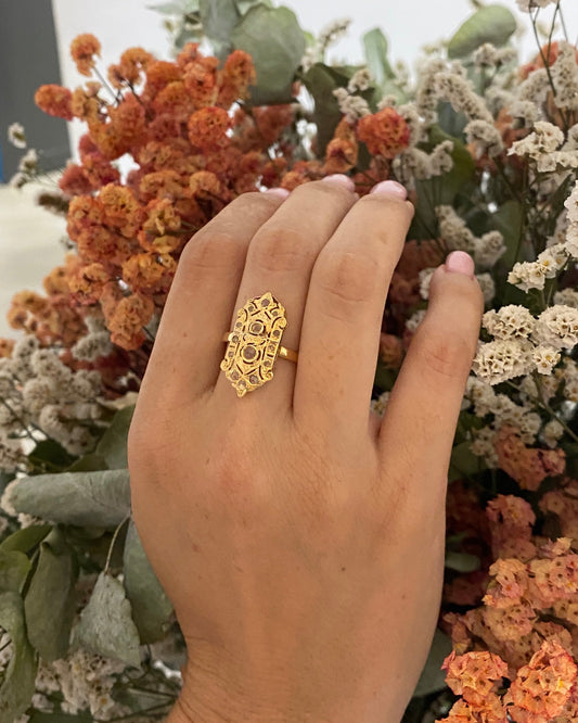 14623GM - Sortija vintage oro amarillo 18kt y diamantes