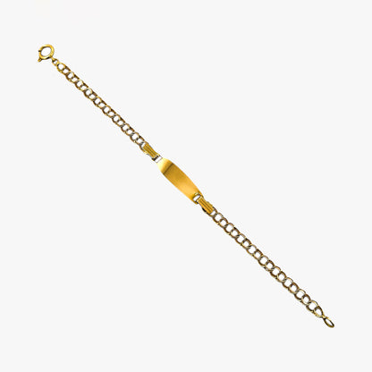 Pulsera de bebé tipo no me olvides realizada de oro amarillo de 18kt con cierre tipo reasa.  Joyas segunda mano. Joyería Ian'Or. Envío gratis.