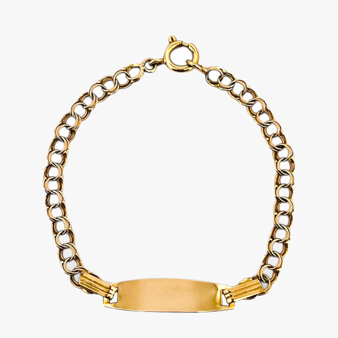 Pulsera de bebé tipo no me olvides realizada de oro amarillo de 18kt con cierre tipo reasa.  Joyas segunda mano. Joyería Ian'Or. Envío gratis.