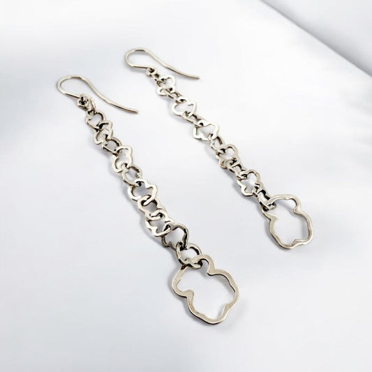Comprar pendientes r oro blanco de 18kt  TOUS originales de la colección Carrusel con los icónicos ositos eslabonados. Joyas Tous de segunda mano baratas