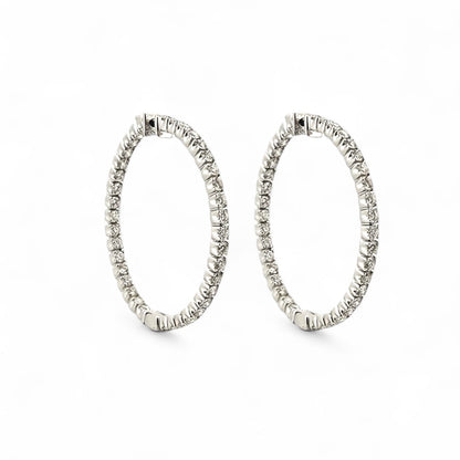 Comprar pendientes de aro realizados en oro blanco de 2,7cm de diámetro interior y cierre por presión. Joyas de segunda mano. Envío gratis. Ian'Or.