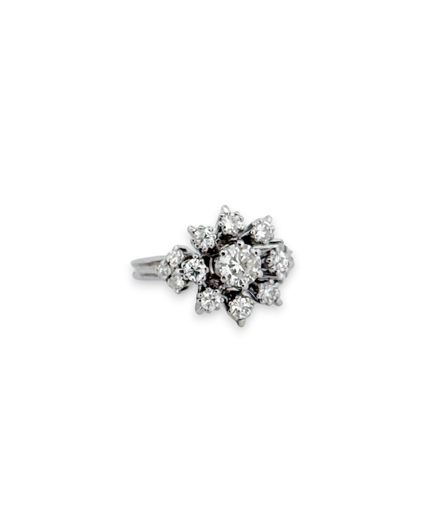 14673GM - Sortija oro blanco 18kt con rosetón brillantes