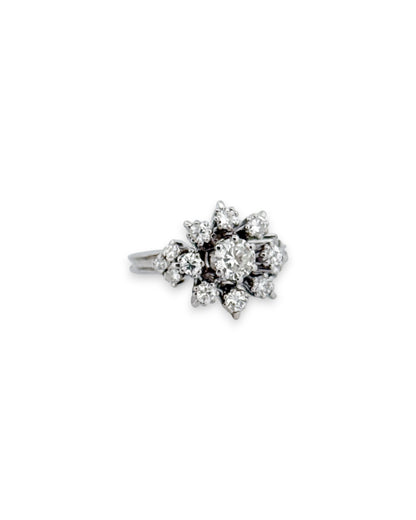 14673GM - Sortija oro blanco 18kt con rosetón brillantes