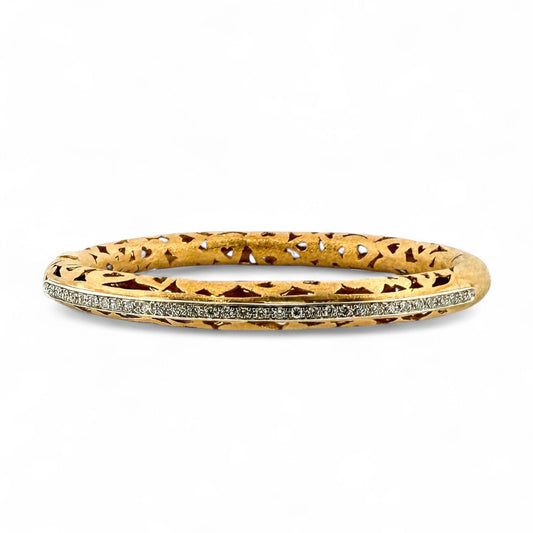 14677GM - Pulsera esclava mate oro 18kt y brillantes