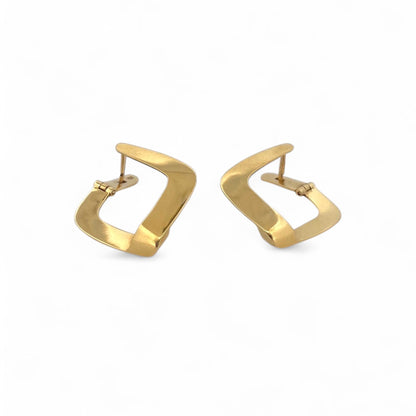 Comprar pendientes cuadrados realizados en oro amarillo de 18kt. Cierre catalán. Joyas acondicionadas. Joyería Ian'Or. Envío GRATIS.