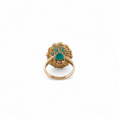 Comprar sortija de oro amarillo de 18kt con turquesa talla oval engastada en 6 grapas.
Joyería Ian'Or compro oro. Joyas únicas. Envío GRATIS. Ian'Or.