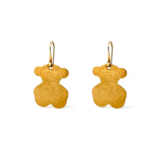 Comprar pendientes planos realizados en oro amarillo de 18kt originales de la firma TOUS con los icónicos ositos. Joyas Tous acondicionadas. Joyería Ian'Or.