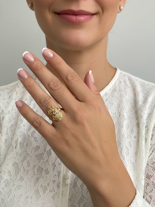 14759GM - Sortija vintage oro amarillo 18kt y diamantes