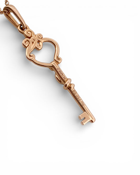 14825GM - Collar Suarez con llave en oro rosa 18kt