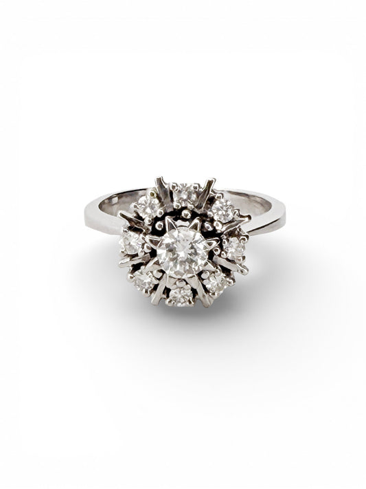 14917GM - Sortija vintage oro blanco con rosetón brillantes