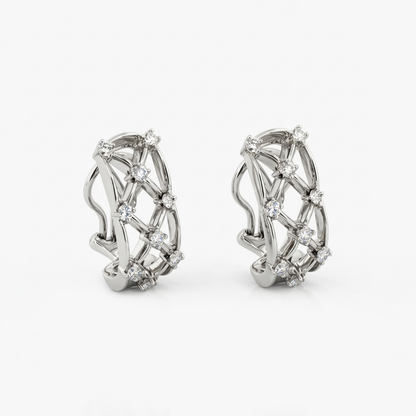 Comprar pendientes tipo red realizadas en oro blanco de 18kt con diamantes talla brillante. Joyas de segunda mano. Envío gratis. Joyería Ian'Or. Envío GRATIS.