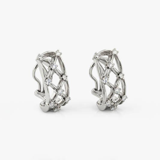 Comprar pendientes tipo red realizadas en oro blanco de 18kt con diamantes talla brillante. Joyas de segunda mano. Envío gratis. Joyería Ian'Or. Envío GRATIS.