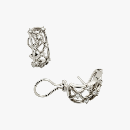 Comprar pendientes tipo red realizadas en oro blanco de 18kt con diamantes talla brillante. Joyas de segunda mano. Envío gratis. Joyería Ian'Or. Envío GRATIS.