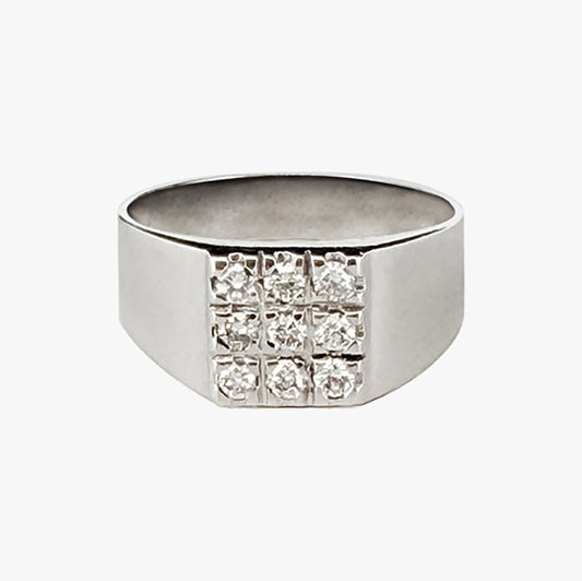 14950GM - Sello oro blanco 18kt y pavé de diamantes