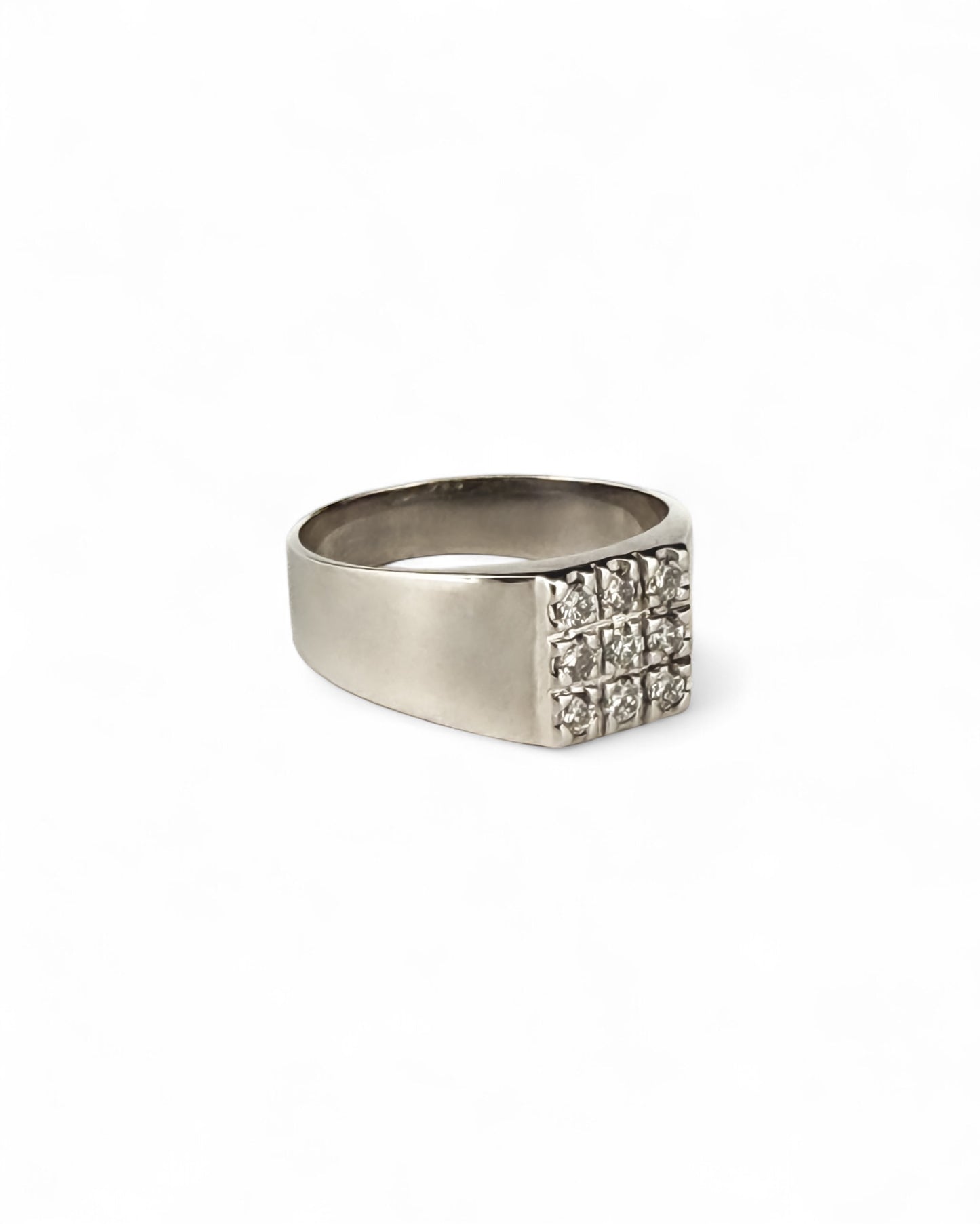 14950GM - Sello oro blanco 18kt y pavé de diamantes