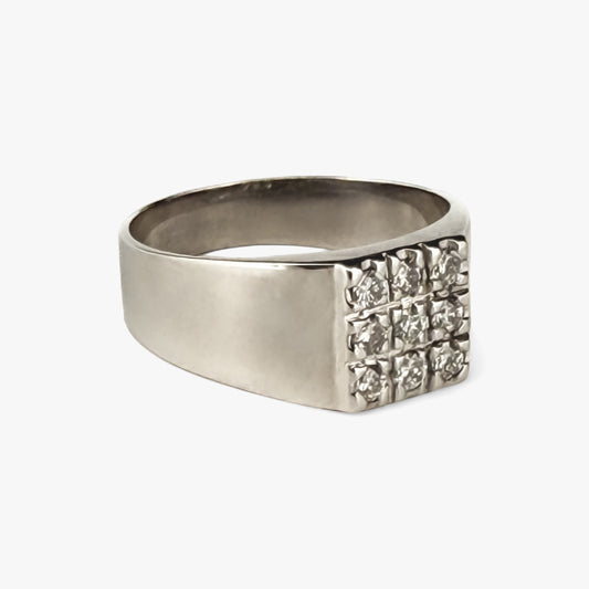 14950GM - Sello oro blanco 18kt y pavé de diamantes