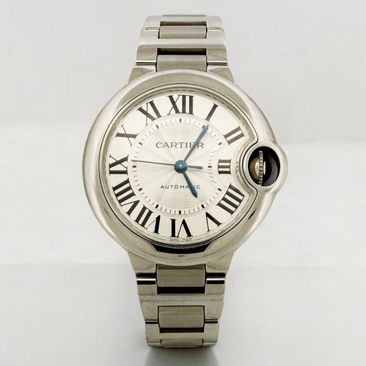 Reloj original Cartier Ballon Bleu de 33mm realizado en acero con movimiento automático.
Relojes Cartier de segunda mano baratos en Barcelona. 