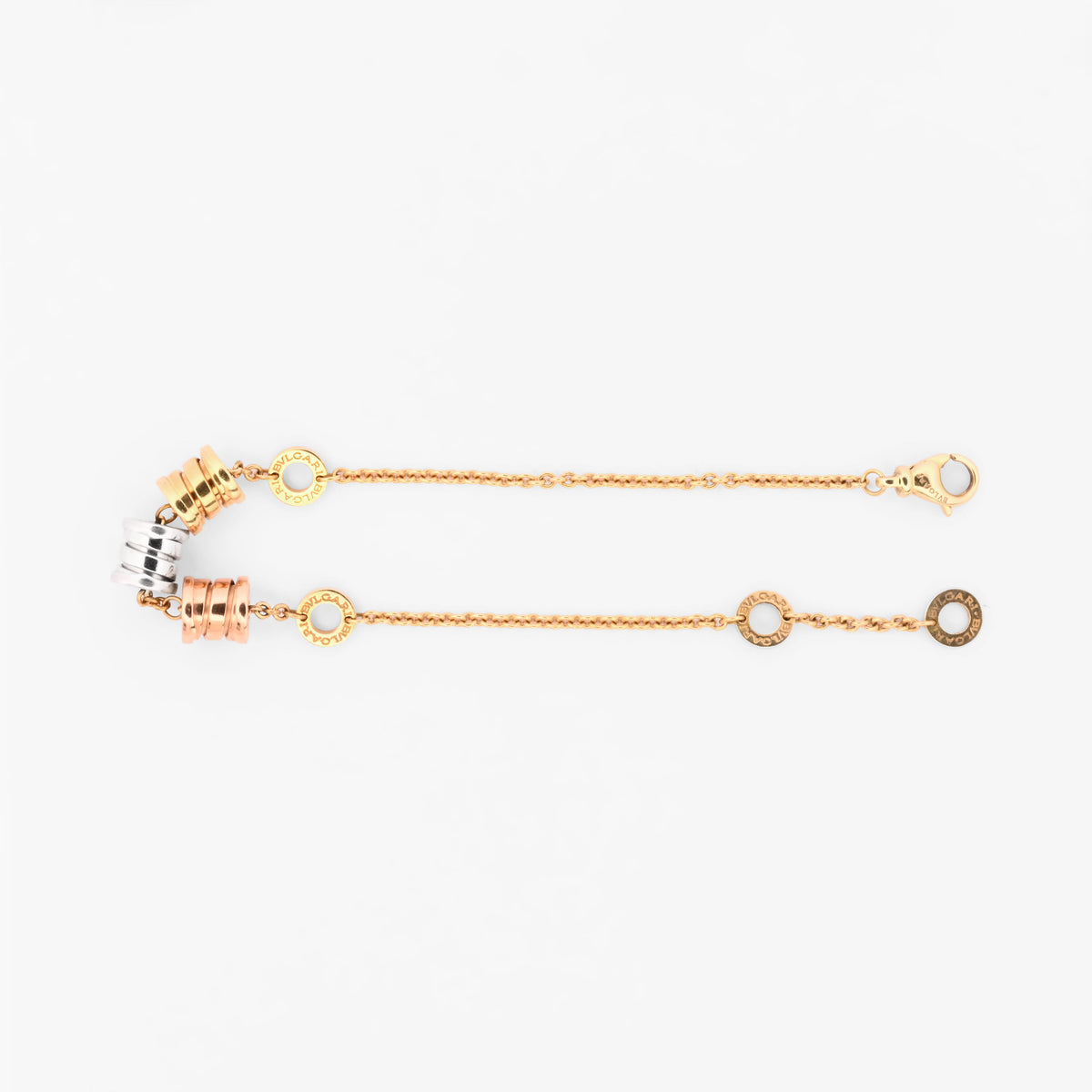 Comprar pulsera Bvlgari modelo B.zero realizada en oro amarillo, blanco y rosa de 18kt. Cierre tipo mosquetón. Joyas Bvlgari. Joyería Ian'Or. Envio GRATIS.
