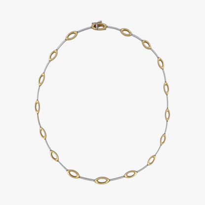 Collar semirrígido en oro blanco y amarillo de 18kt - 15071GM