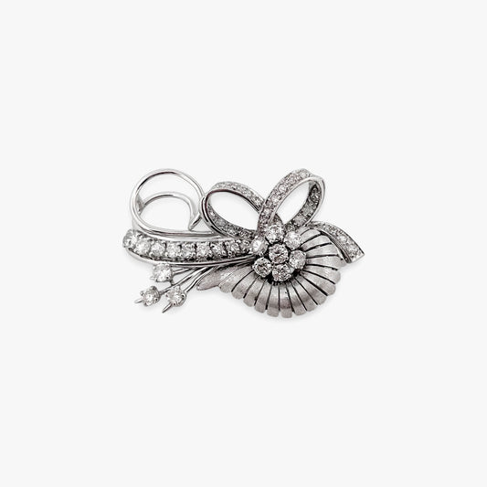 Comprar broche antiguo realizado en platino y con diamantes talla brillante. Joyas antiguas y vintage en Barcelona, compro oro y joyas al mejor precio. Ian'Or.