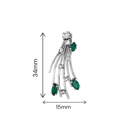 Comprar colgante antiguo de oro blanco 18kt con brillante central engastado en grapas, 6 diamantes a lo largo del abanico y 3 esmeraldas talla marquise.

