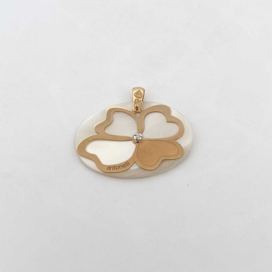 Comprar colgante en forma de flor de la firma Antonelli realizado en oro de 18kt, un diamante central y madreperla. Joyería Ian'Or. Envío GRATIS.