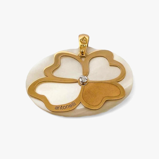 Comprar colgante en forma de flor de la firma Antonelli realizado en oro de 18kt, un diamante central y madreperla. Joyería Ian'Or. Envío GRATIS.