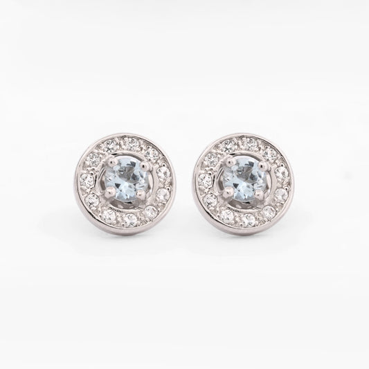 Comprar pendientes largos de oro blanco de 18kt con diamantes talla brillante y aguas marinas. Joyas con aguamarinas. Joyería Ian'Or. Envío GRATIS.