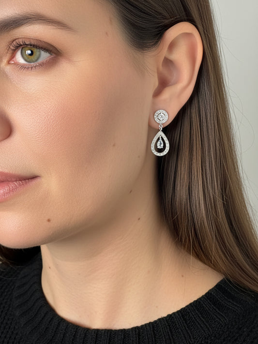 15083GM - Pendientes oro blanco 18kt con brillantes y aguamarinas