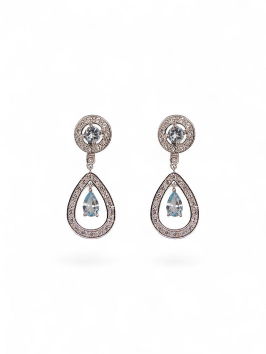 15083GM - Pendientes oro blanco 18kt con brillantes y aguamarinas