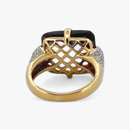 Sortija oro amarillo 18kt brillantes y piedra café - 15084GM