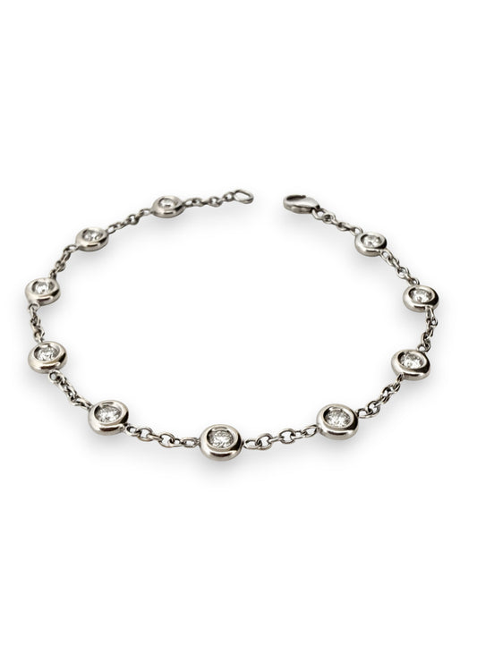 15084P - Pulsera oro blanco 18kt y diamantes - 18cm