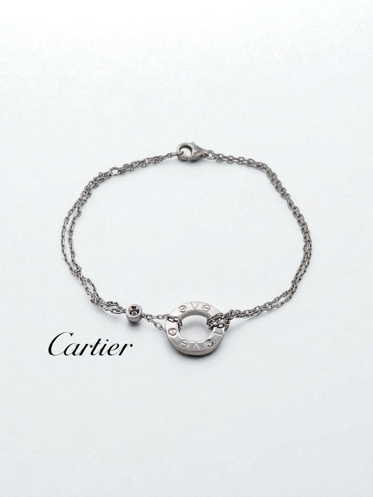 Pulsera de la prestigiosa firma Cartier realizada en oro blanco de 18kt. De la colección Cartier LOVE. Joyas Cartier al mejor precio certificada