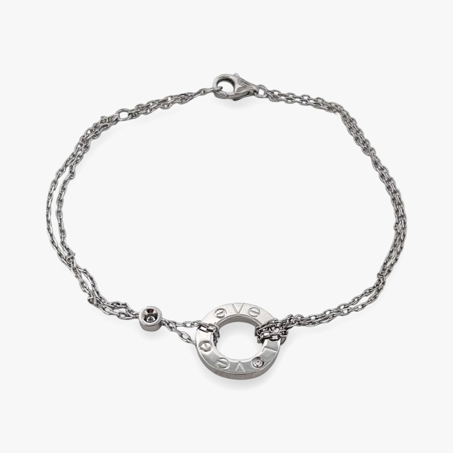 Pulsera de la prestigiosa firma Cartier realizada en oro blanco de 18kt. De la colección Cartier LOVE. Joyas Cartier al mejor precio certificada
