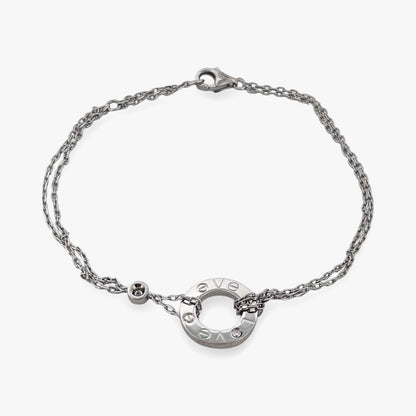 Pulsera de la prestigiosa firma Cartier realizada en oro blanco de 18kt. De la colección Cartier LOVE. Joyas Cartier al mejor precio certificada