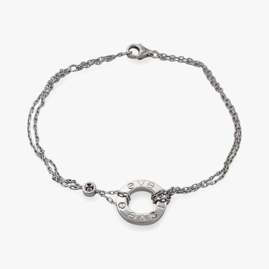 Pulsera de la prestigiosa firma Cartier realizada en oro blanco de 18kt. De la colección Cartier LOVE. Joyas Cartier al mejor precio certificada