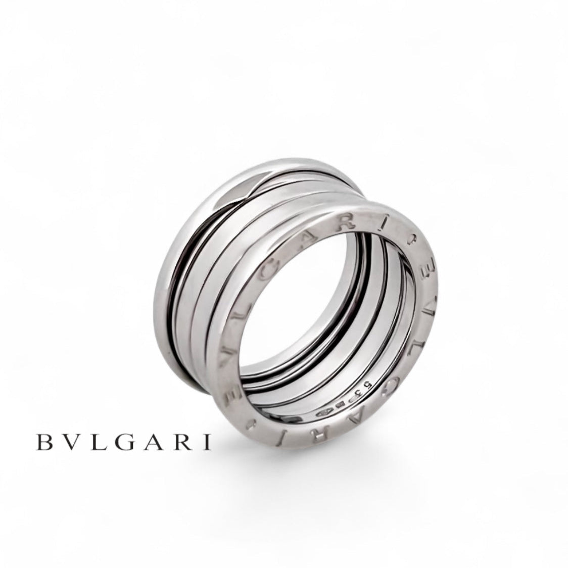 Comprar anillo de la colección B.zero1 de la firma BVLGARI en oro blanco de 18kt con una sola banda. Joyas Bvlgari baratas. Joyería Ian'Or. Envío Gratis.