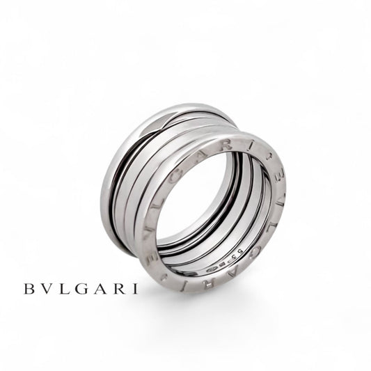 Comprar anillo de la colección B.zero1 de la firma BVLGARI en oro blanco de 18kt con una sola banda. Joyas Bvlgari baratas. Joyería Ian'Or. Envío Gratis.