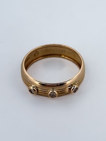 Comprar anillo de la fidelidad realizado en Oro amarillo de 18kt con 3 diamantes talla brillante. Anillo fidelidad oro y diamantes con certificado.


