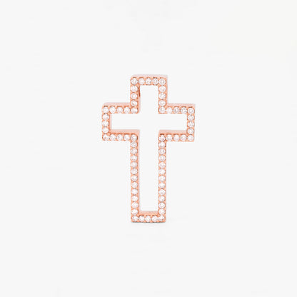 Comprar colgante en forma de cruz realizada en oro rosa de 18kt con brillantes. Cruces de oro y diamantes baratas. Joyería compro oro Ian'Or. Envío GRATIS.