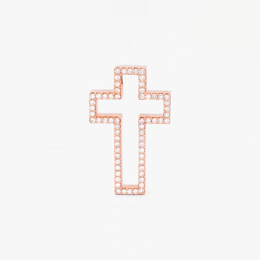 Comprar colgante en forma de cruz realizada en oro rosa de 18kt con brillantes. Cruces de oro y diamantes baratas. Joyería compro oro Ian'Or. Envío GRATIS.