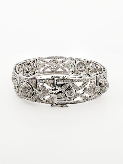 15325GM - Brazalete vintage oro blanco y diamantes