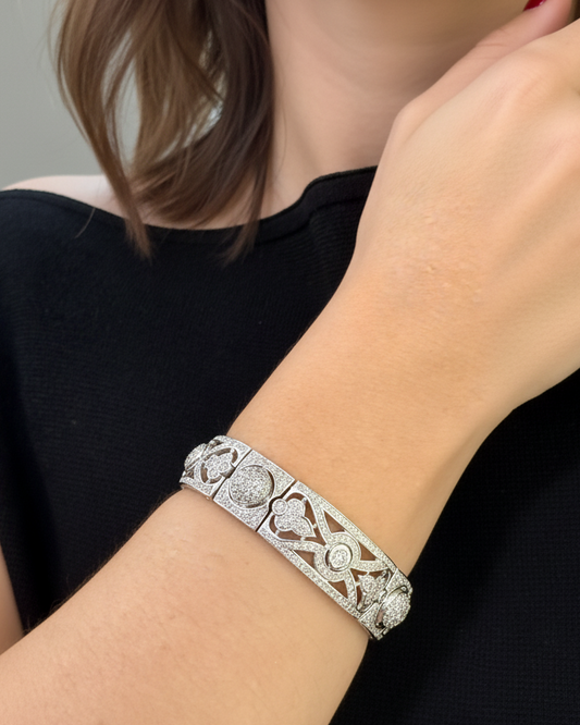 15325GM - Brazalete vintage oro blanco y diamantes