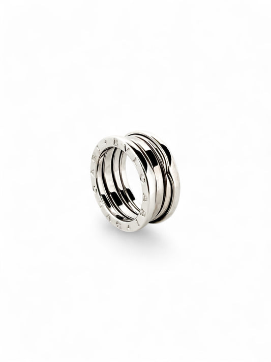 Comprar anillo de la colección B.zero1 de la firma BVLGARI en oro blanco de 18kt de 3 bandas. Joyas Bvlgari baratas. Joyería Ian'Or. Envío Gratis.