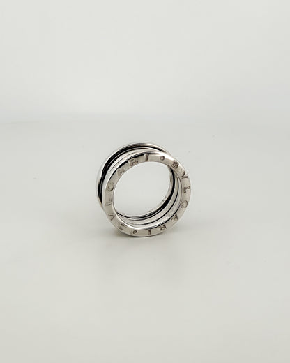 Comprar anillo de la colección B.zero1 de la firma BVLGARI en oro blanco de 18kt de 3 bandas. Joyas Bvlgari baratas. Joyería Ian'Or. Envío Gratis.