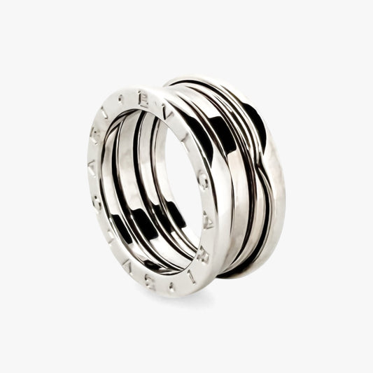 Comprar anillo de la colección B.zero1 de la firma BVLGARI en oro blanco de 18kt de 3 bandas. Joyas Bvlgari baratas. Joyería Ian'Or. Envío Gratis.